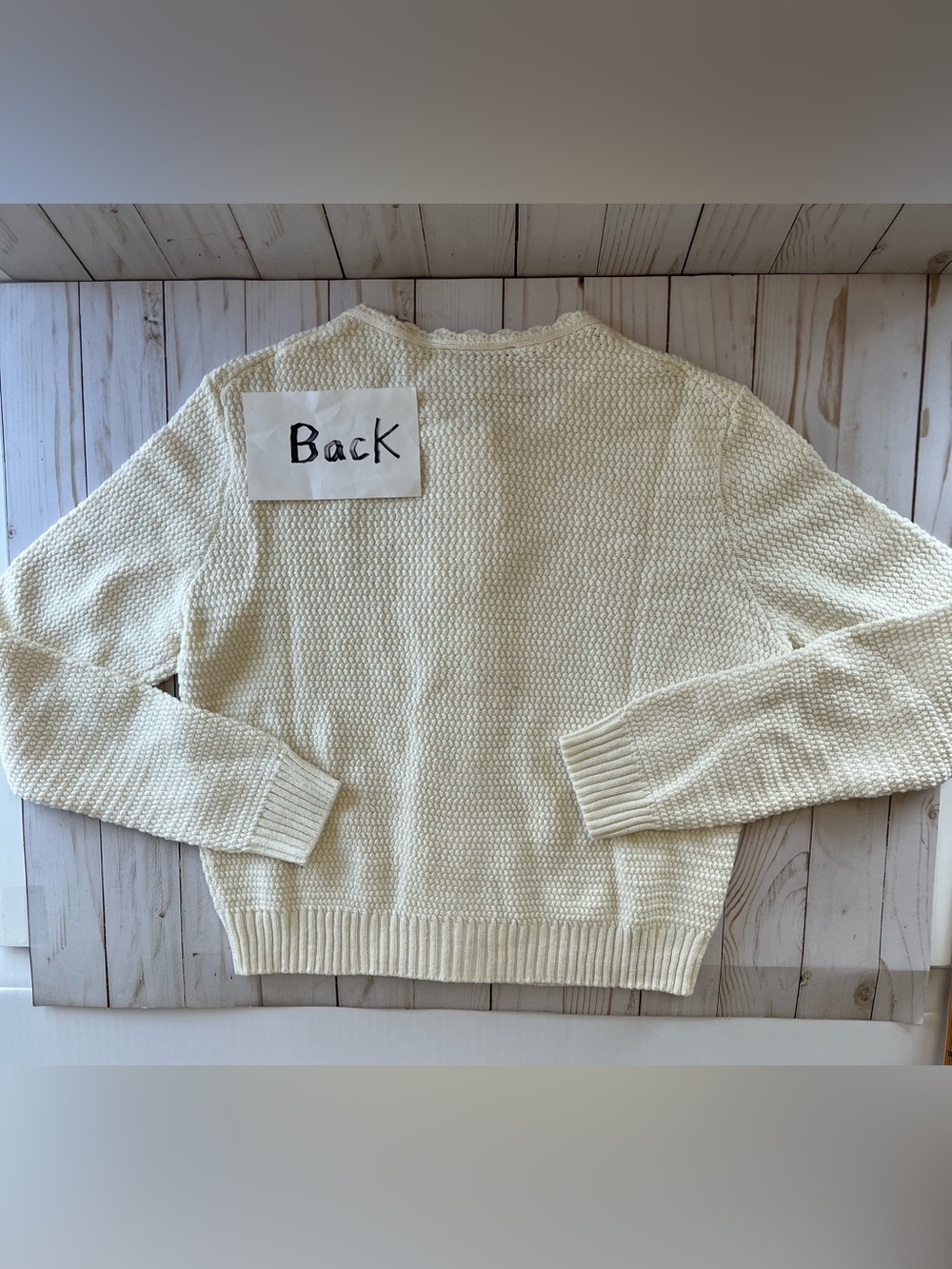 Ann Taylor Cream Scallop-Edge Button Cardigan - Picture 4 of 14